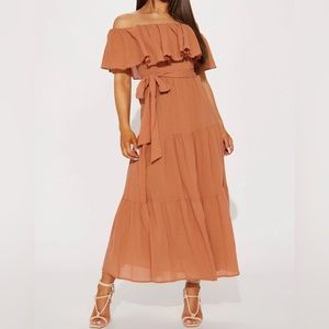 SOLD Fashion Nova Off Shoulder Maxi Dress NWT size Small